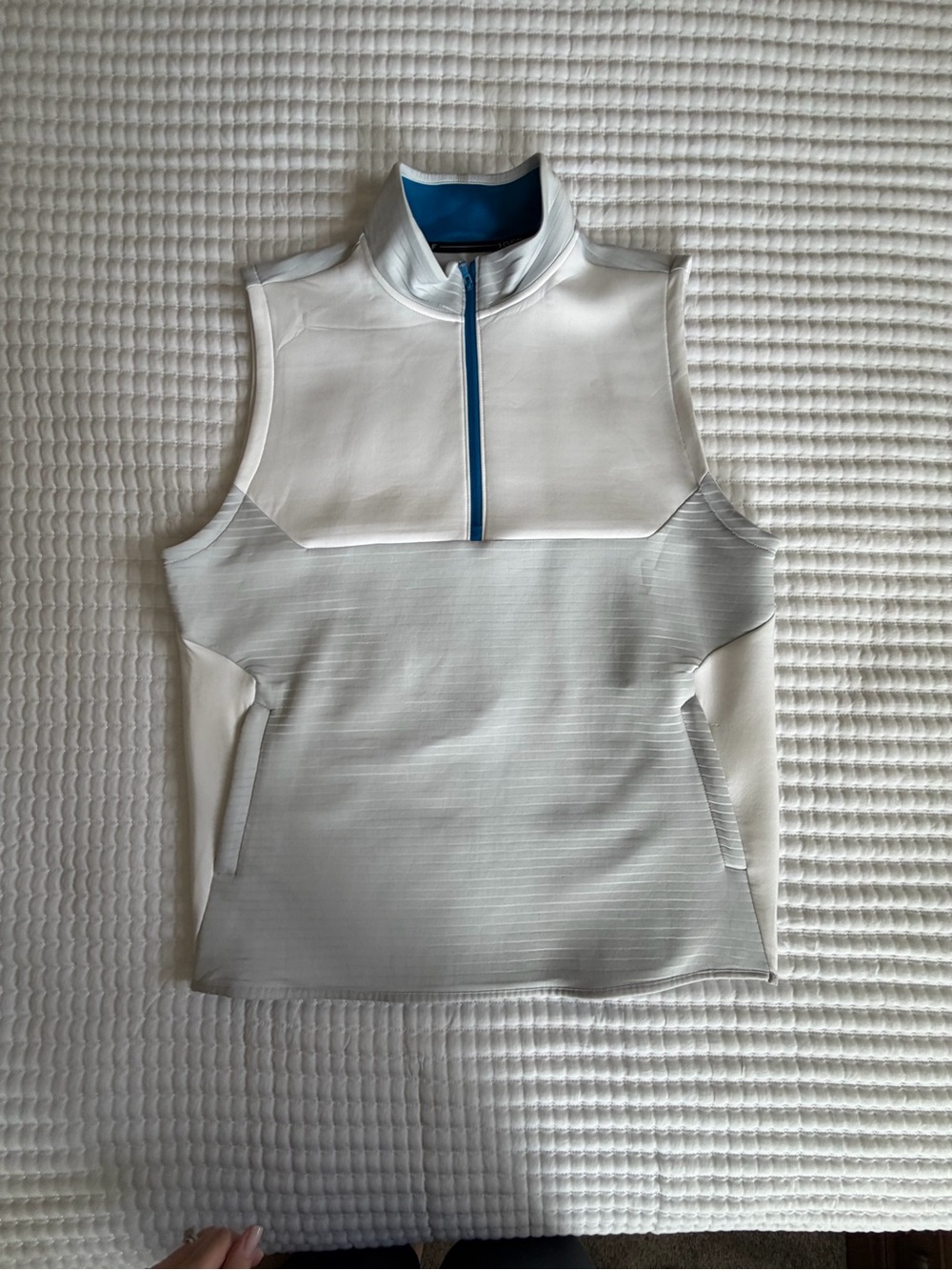 Under Armour White Half-Zip Vest with Blue Trim